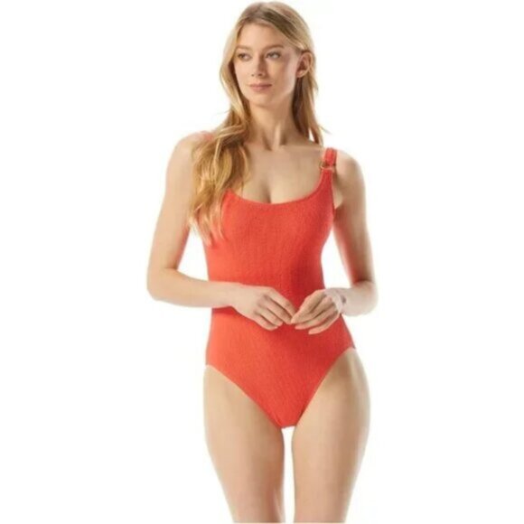 MICHAEL Michael Kors Pink One Piece Swimsuit with Gold Detail Hardware Size 10 - Picture 1 of 11